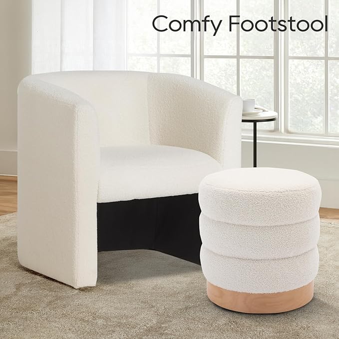 COLAMY Sherpa Ottoman Footstool, Tufted Modern Foot Rest Stool - Image 6