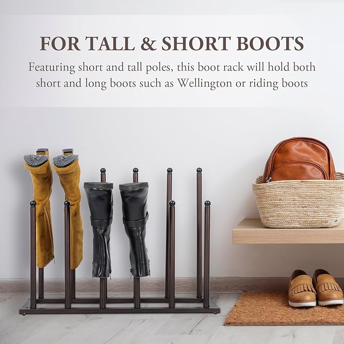 MyGift Bronze Tone Metal Freestanding Boot Rack, Shoe Rack - Image 2