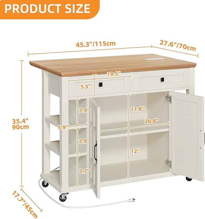 DWVO Rolling Kitchen Island - Image 2