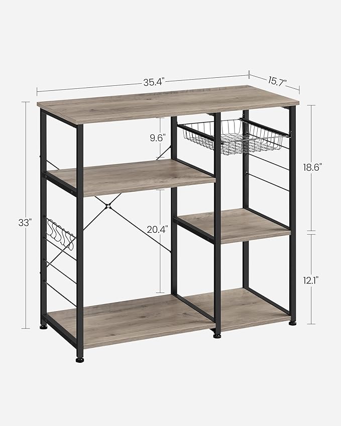 VASAGLE ALINRU Kitchen Baker’s Rack, Coffee Bar, Microwave Oven Stand, - Image 7