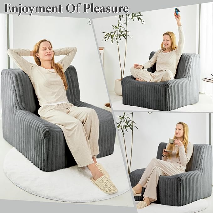 Super Comfy Lazy Sofa Chair, Soft Faux Fur Accent Chair - Image 7