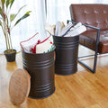Glitzhome Farmhouse Accent Side Table, Metal Storage Stool Ottoman by Glitzhome