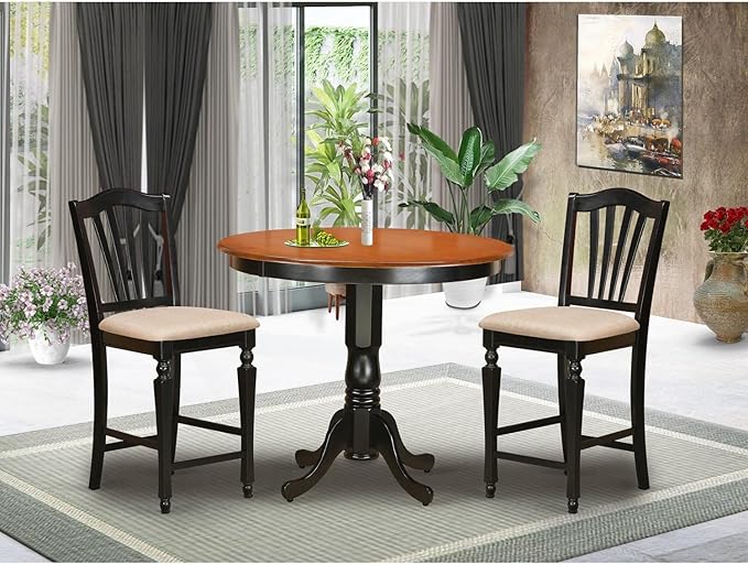 East West Furniture TRCH3-BLK-C 3 Piece Counter Height Dining Set - Image 6