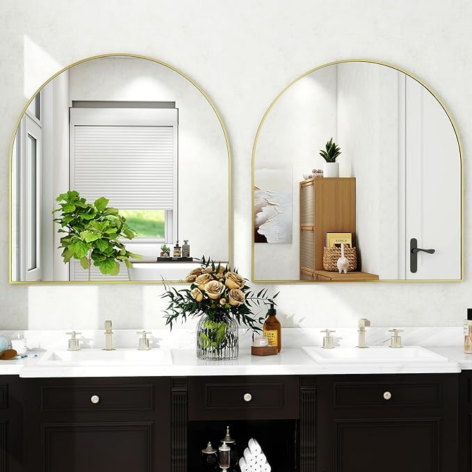 31"x32" Arched Wall Mirror for Bathroom, Living Room, Decorative Hanging Mirror - Image 9