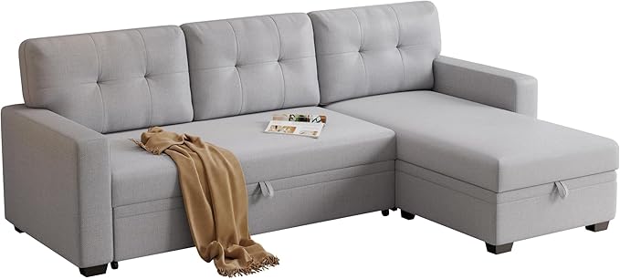 Ball & Cast L-Shape Convertible Sectional Sleeper Sofa Bed 4 in 1 Pull Out Couch - Image 12
