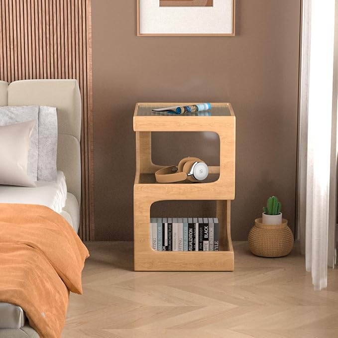 HOMEMORE Solid Wood Side Table Modern end Table Modern Nightstand No Assembly - Image 3