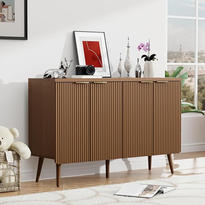 Fluted Buffet Cabinet – Modern Wood Sideboard - Image 6