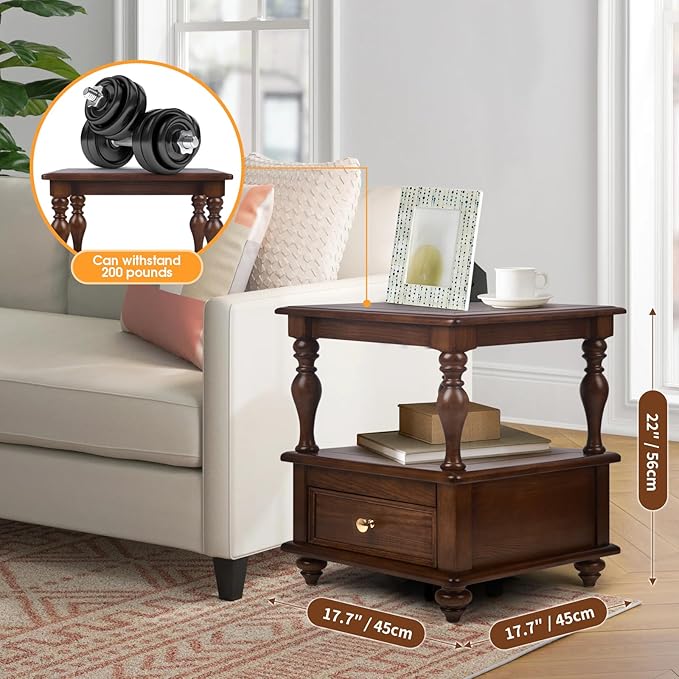 Traditional Square End Table - Image 2