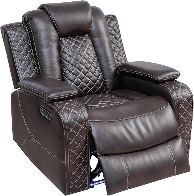 Ball & Cast Power Recliner Sofa Set Leather Reclining Sofa Set Living Room - Image 5