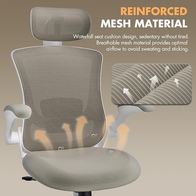 High Back Office Chair with Adjustable Lumbar Support & Headrest, Ergonomic - Image 5