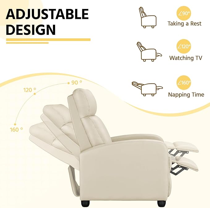 Yaheetech Recliner Chair PU Leather Recliner Sofa Home Theater Seating - Image 4