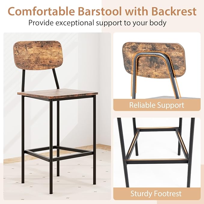 Tangkula Bar Height Table and Chairs, Counter-Height Dining Table Set, Pub - Image 3
