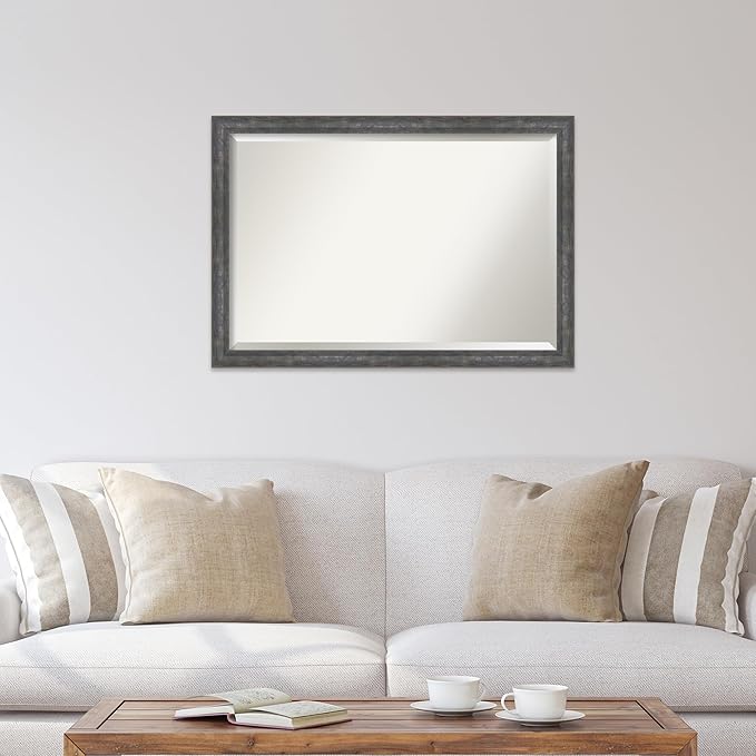 Amanti Art Grey Wall Mirror 27x39 Angled Metallic Rainbow Rectangle Bathroom - Image 5