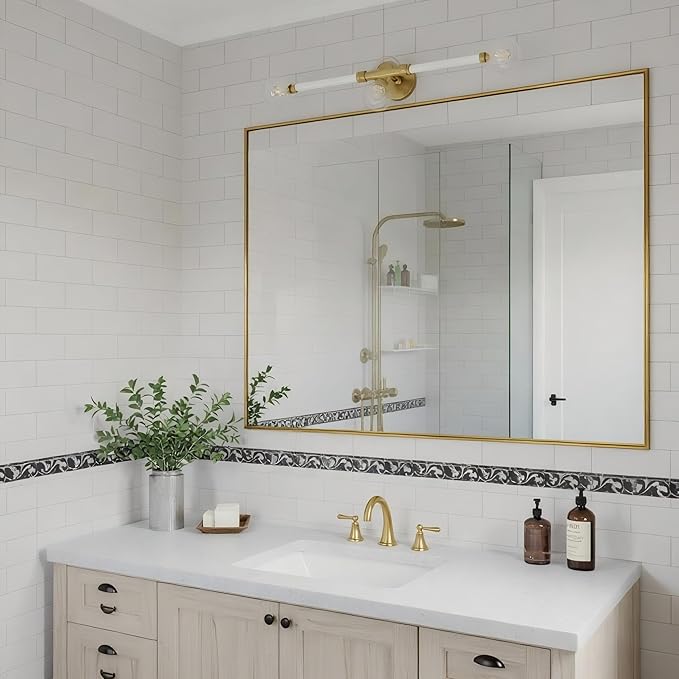 27x36 Inch Brass Bathroom Mirror - Image 4