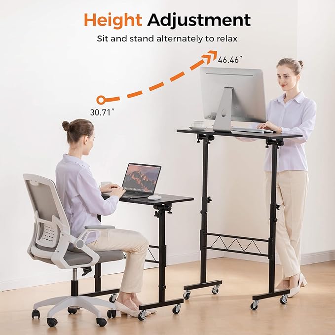 COMHOMA Small Standing Desk Adjustable Height & Tiltable Tabletop, Mobile Stand - Image 3