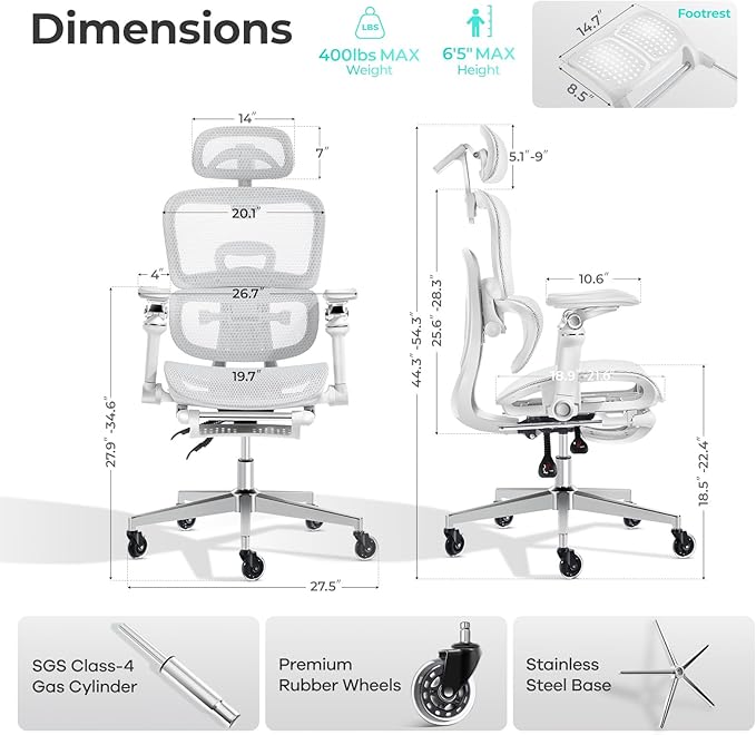 Ergonomic Office Chair with 9D Arms, Adjustable Seat Depth, 3D Lumbar Support - Image 2