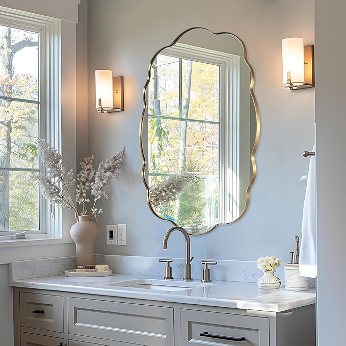 ANDY STAR Oval Bathroom Mirror, 30x40 Inch Scalloped Wall Mirror, Modern - Image 8