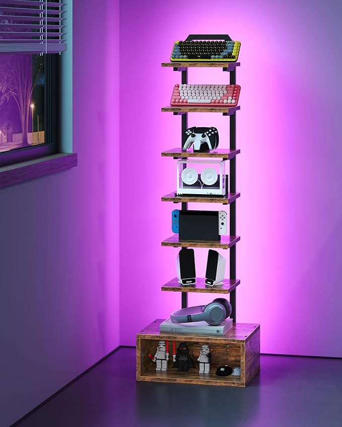 8-Tier Bookshelf, LED Bookcase - Image 7