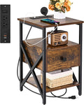 End Table with Charging Station, Charging Side Table Bedside Table with Outlets by Livofloral