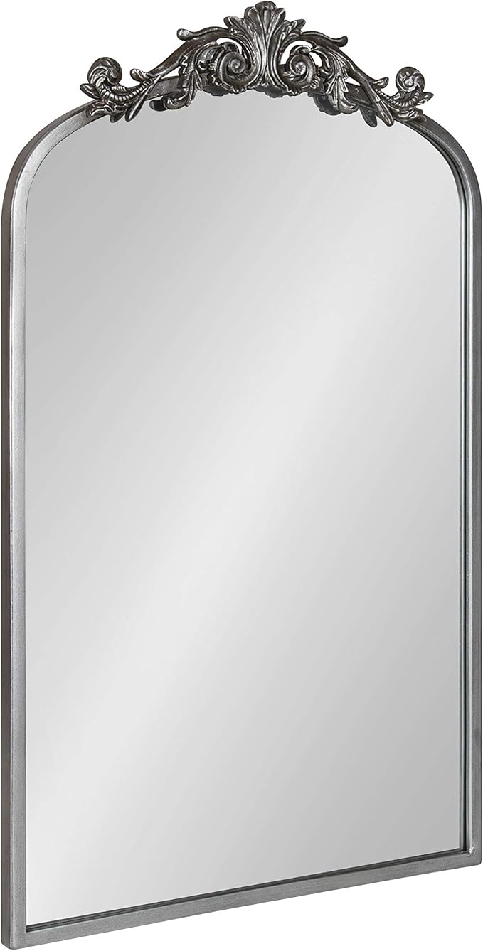 Kate and Laurel Arendahl Traditional Ornate Wall Mirror, 19 x 31, Antique Silver by KateandLaurel