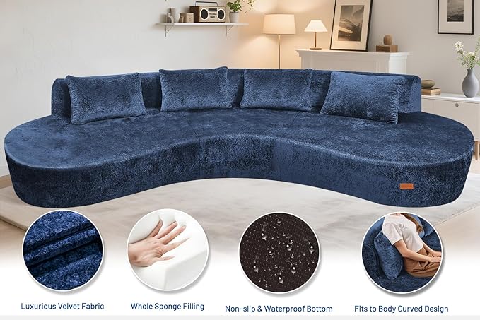 Homguava 130'' Modular Sectional Sofa, Curved Modern Sofa - Image 5