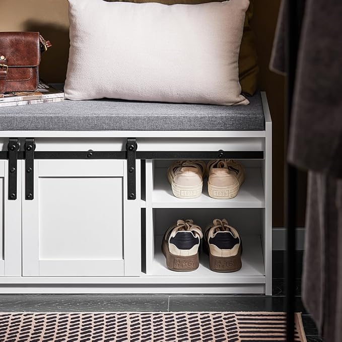Haotian Industrial Style Shoe Storage Bench, Entryway Hallway Shoe Cabinet - Image 7