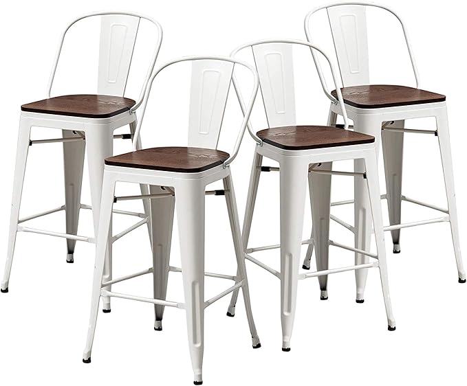 Changjie Furniture 30 Inches Metal Barstools Set of 4 Counter Height Bar Stools - Image 4