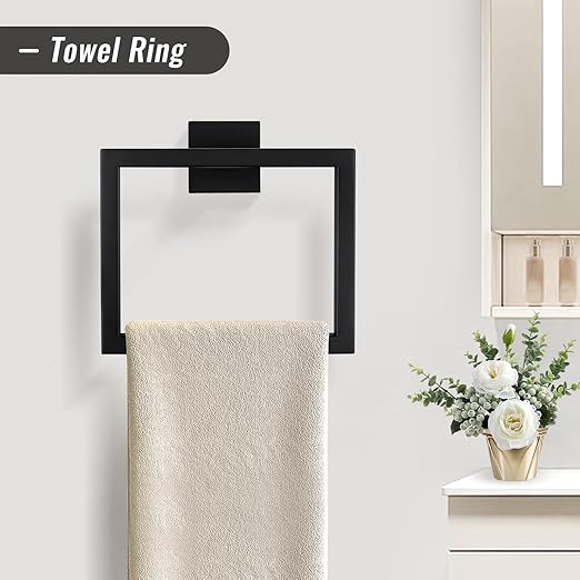 YACVCL Black Towel Bar Set 5-Piece Bathroom Hardware Accessories Set, SUS304 - Image 3