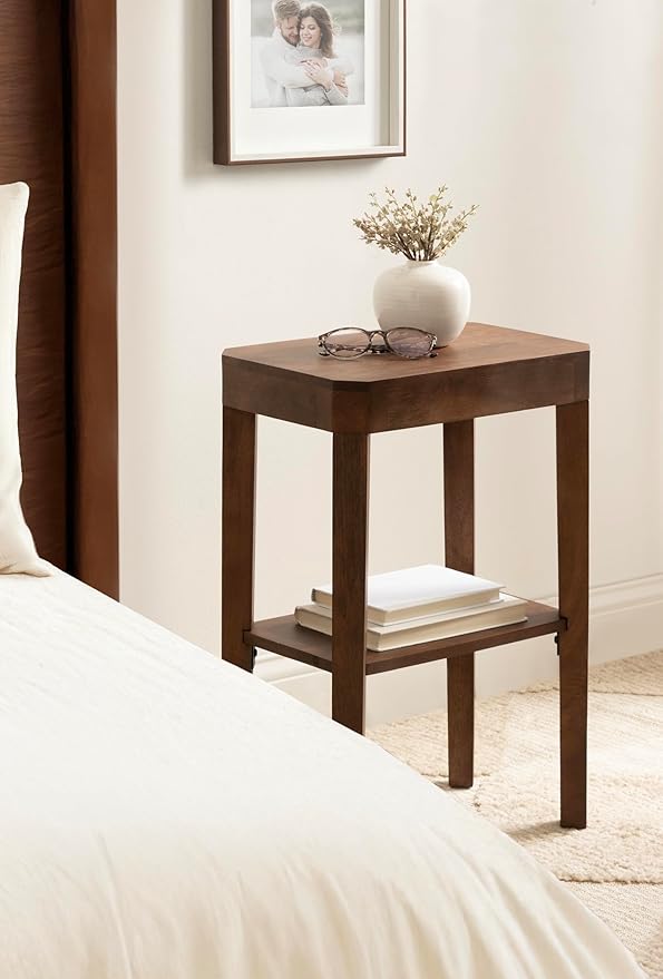 Kate and Laurel Talcott Modern Rectangle Wood Side Table, Walnut Brown - Image 4
