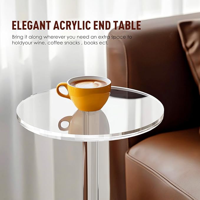 9.8" Round Clear Acrylic End Table - Image 4