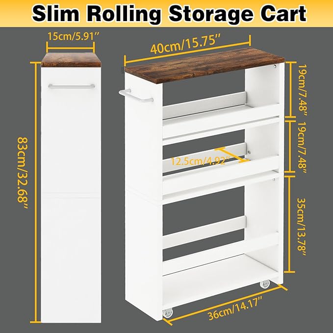 IBUYKE Slim Storage Cart 5.9" W, Rolling Organizer Trolley - Image 4