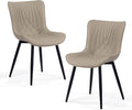 Kidol & Shellder Khaki Dining Chairs Set of 2, Faux Leather Upholstered Mid by KidolShellder