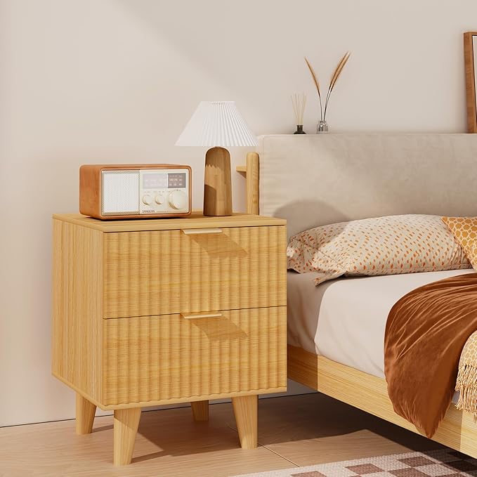 Urban Deco Nightstand Set of 2, Mid Century Modern Nightstand - Image 2