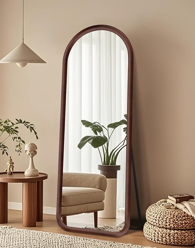 Delma Arched Full Length Mirror, Free Standing Floor Plush Flannel Frame Mirror by Delma
