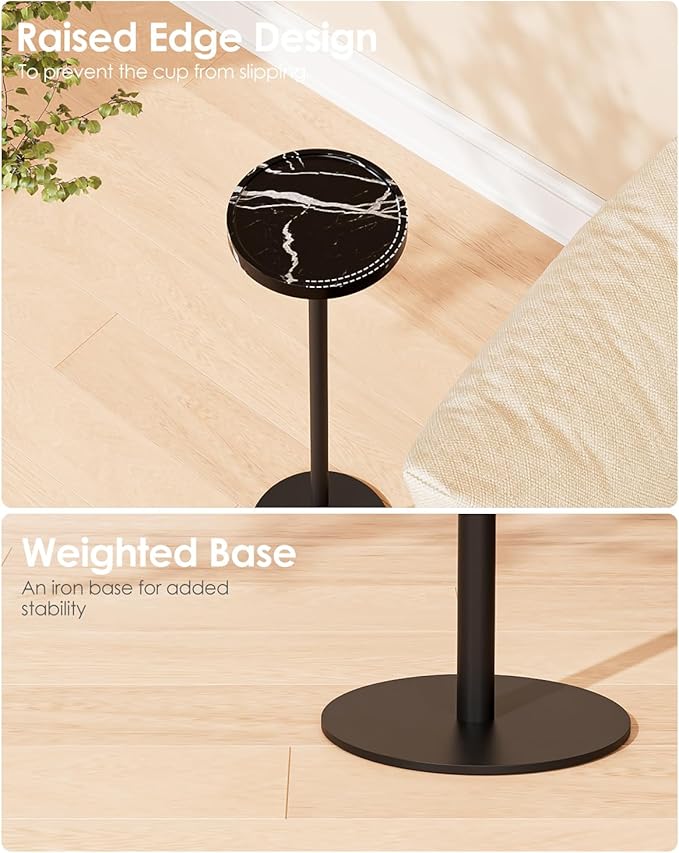 Drink Table, Small Pedestal Side Table, Round Cocktail Table, Circle Accent End - Image 7