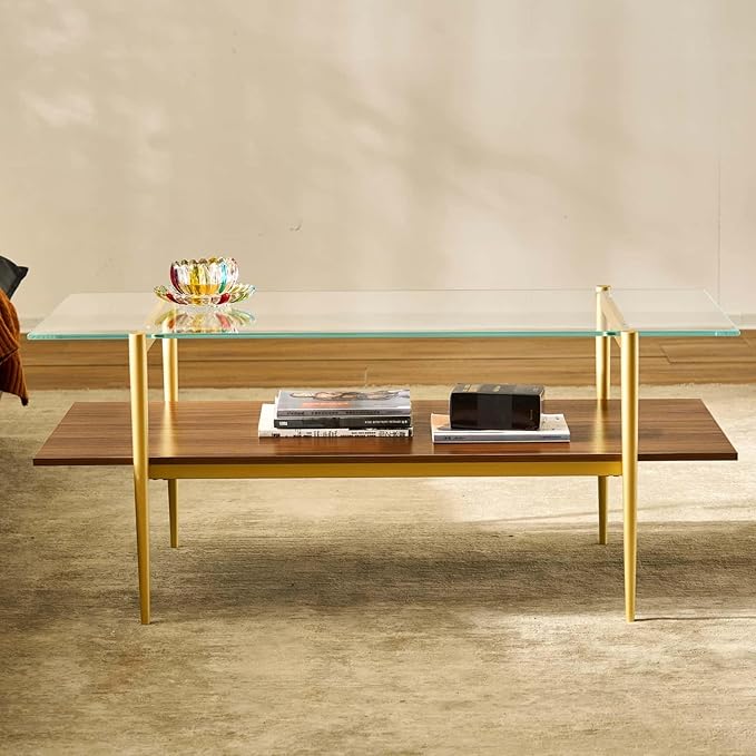 AGV LIGHTING Tadio Glass Coffee Table, Mid-Century Modern Coffee Table - Image 4