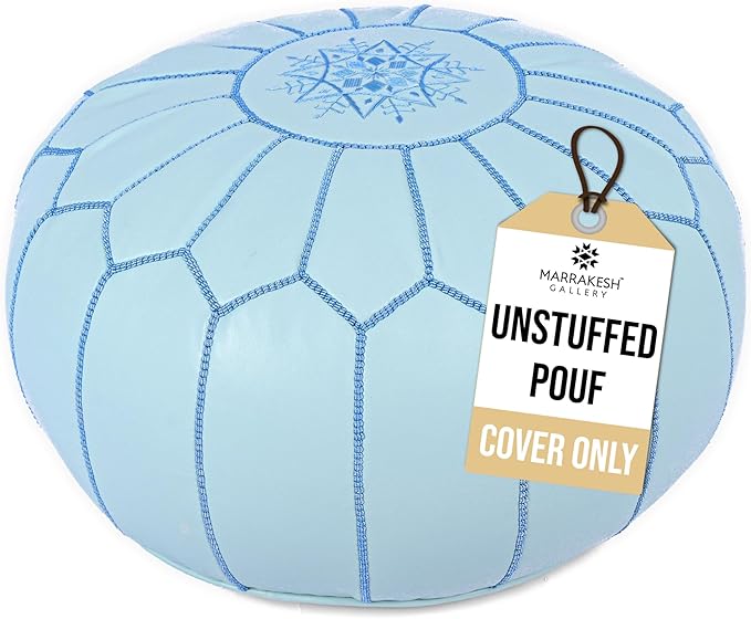 Marrakesh Gallery Genuine Leather Round Pouf Unstuffed by MarrakeshGallery