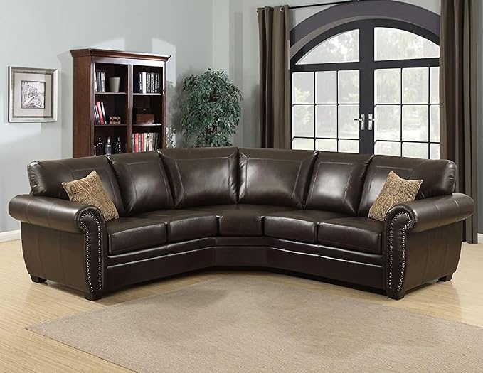 AC Pacific Louis Collection Traditional 3-Piece Upholstered Leather Living Room by ACPacific