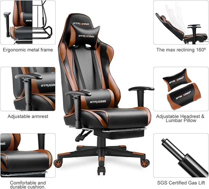 GTRACING Gaming Chair with Footrest, Ergonomic Computer Game Desk Chair - Image 6