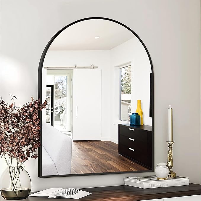 FICTOR Bathroom Vanity Mirror for Wall, 40”x30” Large Arched Metal Framed - Image 3