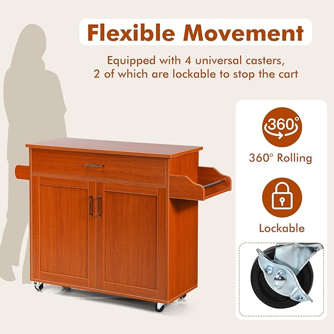 COSTWAY Kitchen Island Cart, Rolling Storage Trolley Cart - Image 5