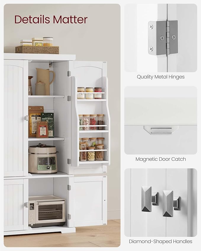 VASAGLE Pantry Cabinet, 53.5-Inch High Freestanding Tall Cupboard Storage - Image 8