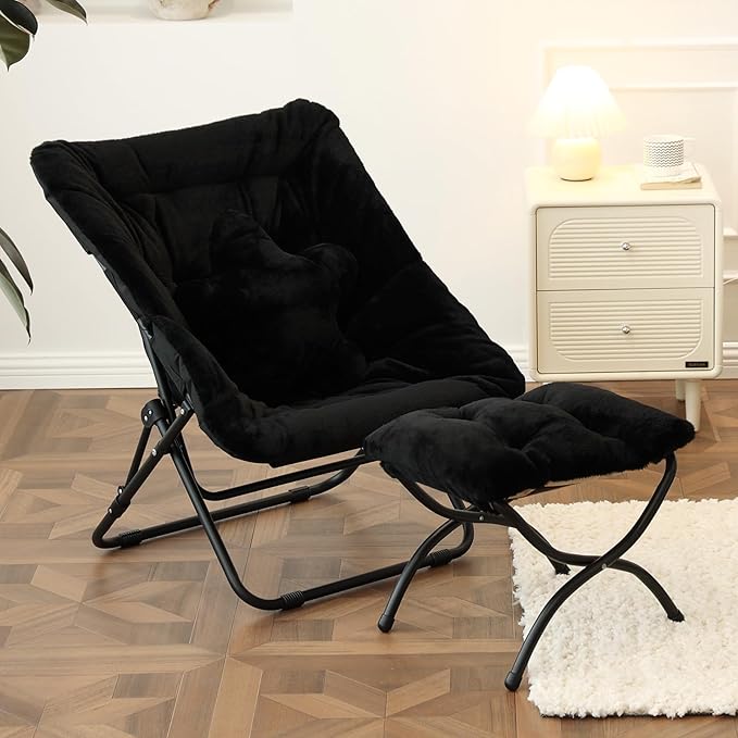 Welnow Comfy Saucer Chair with Ottoman, Oversized Folding Reading Chair by LifeGetsBetterWithWelnow