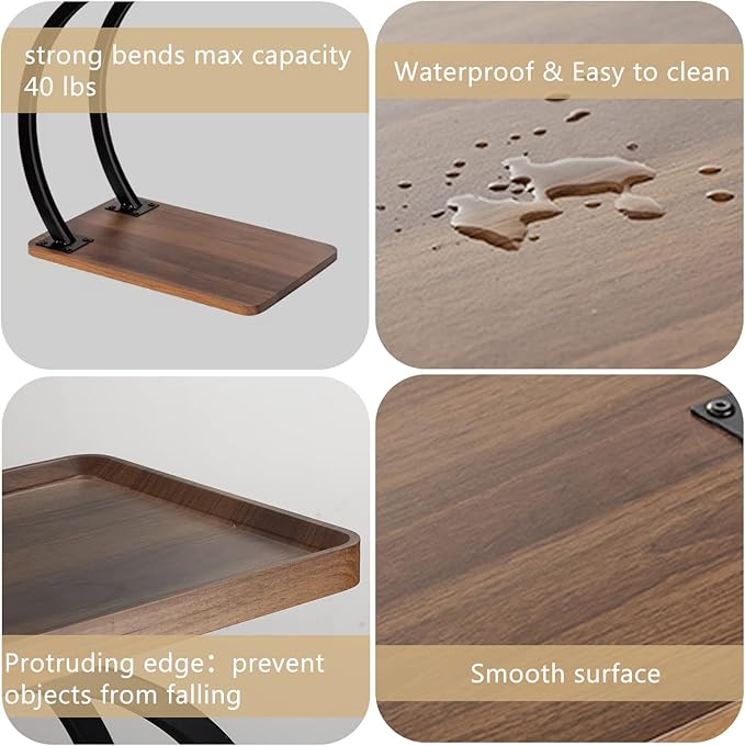 C Shaped 2tier Large Tray Wood top Heavy Duty Side end Table Large TV Tray - Image 6