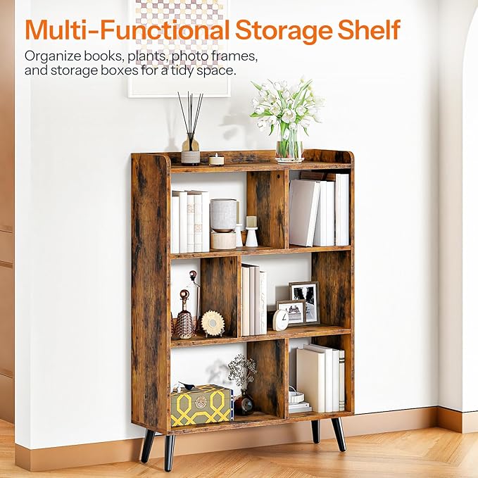 HOOBRO 6 Cube Bookshelf, 4 Tier Bookcase - Image 5