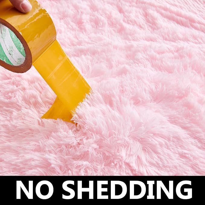 FJZFING Pink Round Rug Ultra-Soft Plush Modern 7x7 Circle Area Rug - Image 4