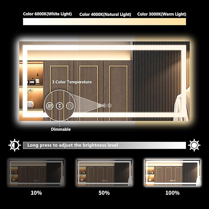 72x36 Inch LED Bathroom Mirror - Image 4