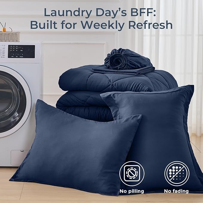 HEVUMYI Navy Blue Twin Comforter Set - Image 7