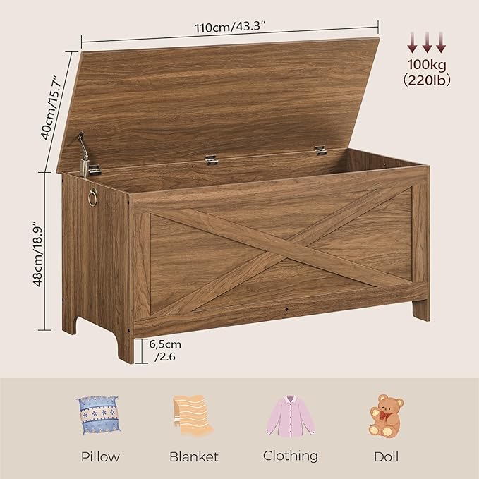 43.3" Toy Chest, Sturdy Entryway Storage Chest - Image 2