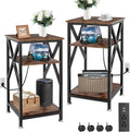 End Table with Charging Station, End Tables Living Room Set of 2 Farmhouse by TooCust